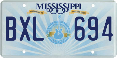 MS license plate BXL694