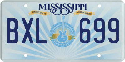 MS license plate BXL699