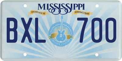 MS license plate BXL700
