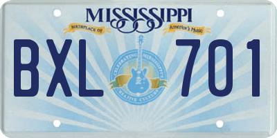 MS license plate BXL701