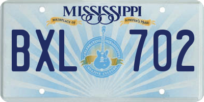 MS license plate BXL702