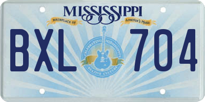 MS license plate BXL704