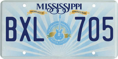 MS license plate BXL705