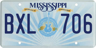 MS license plate BXL706