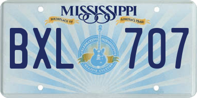 MS license plate BXL707