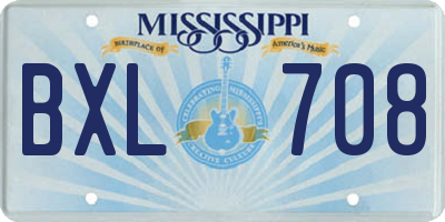MS license plate BXL708