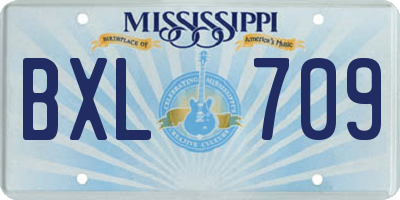 MS license plate BXL709