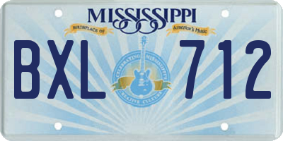 MS license plate BXL712