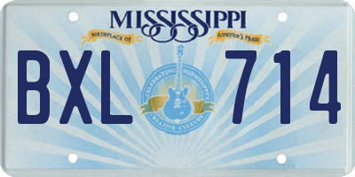 MS license plate BXL714