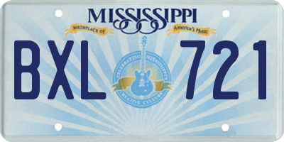 MS license plate BXL721