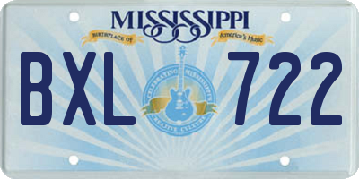 MS license plate BXL722
