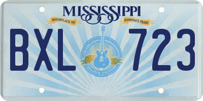 MS license plate BXL723