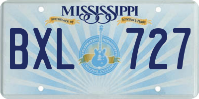 MS license plate BXL727