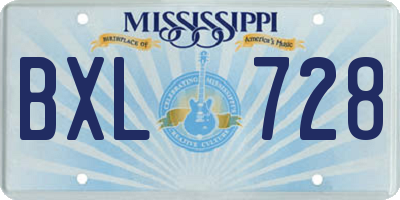 MS license plate BXL728