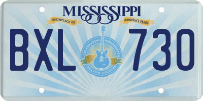 MS license plate BXL730