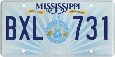 MS license plate BXL731