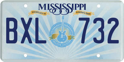 MS license plate BXL732