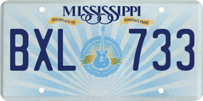 MS license plate BXL733