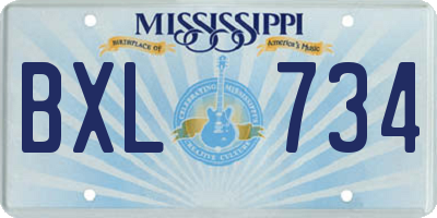 MS license plate BXL734