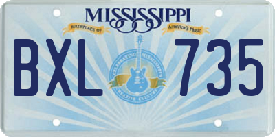 MS license plate BXL735