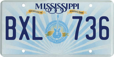 MS license plate BXL736