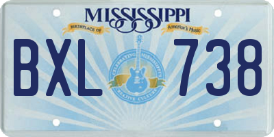 MS license plate BXL738