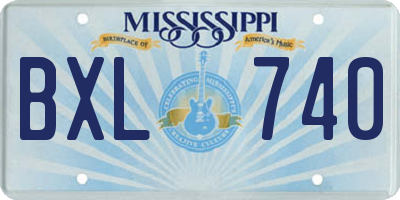 MS license plate BXL740