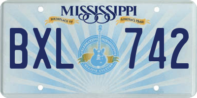 MS license plate BXL742