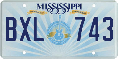 MS license plate BXL743