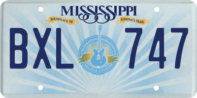 MS license plate BXL747