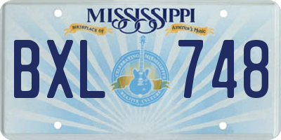 MS license plate BXL748