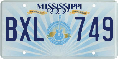 MS license plate BXL749