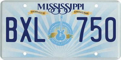 MS license plate BXL750