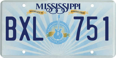 MS license plate BXL751