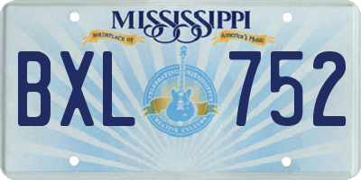 MS license plate BXL752