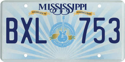 MS license plate BXL753