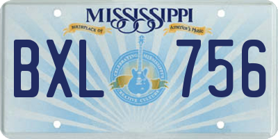 MS license plate BXL756