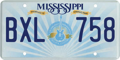 MS license plate BXL758