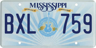 MS license plate BXL759