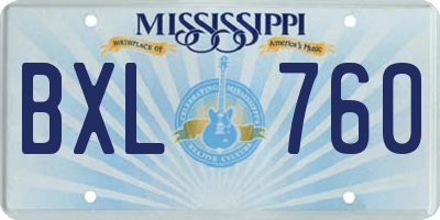 MS license plate BXL760