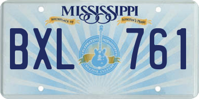 MS license plate BXL761