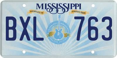 MS license plate BXL763