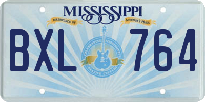 MS license plate BXL764