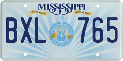 MS license plate BXL765