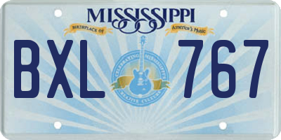 MS license plate BXL767