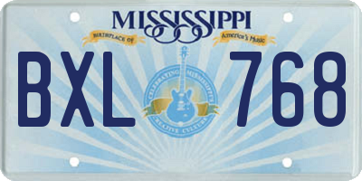MS license plate BXL768