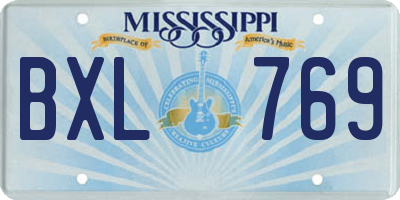 MS license plate BXL769