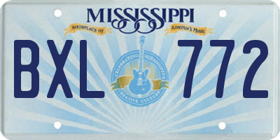 MS license plate BXL772