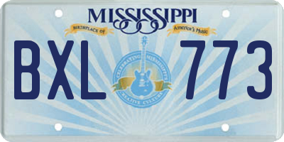 MS license plate BXL773