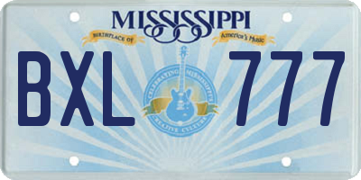 MS license plate BXL777